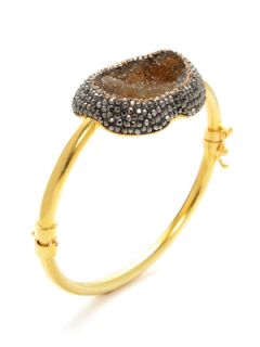 Druzy & Aventurine Gold Bangle Bracelet by Grand Bazaar   New York