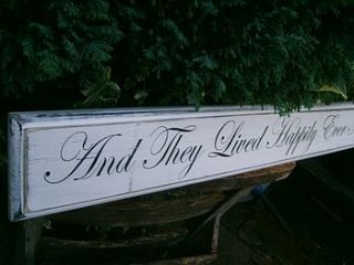 'and they lived happily ever after' large vintage sign by maggi wood art signs