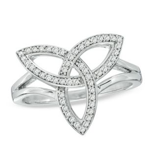 CT. T.W. Diamond Celtic Trinity Knot Ring in 10K White Gold