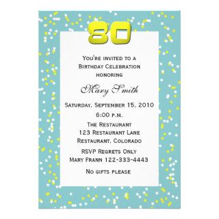 80th Birthday Invitation    Confetti Invitation