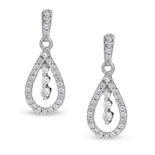 CT. T.W. Diamond Pear Shaped Drop Earrings in 10K White Gold