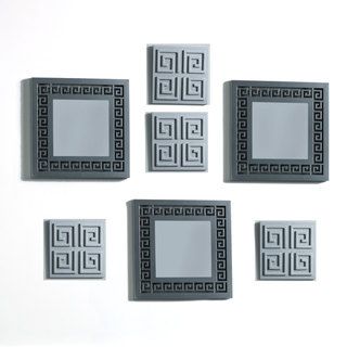 Elements Silver Greek Key Mirror Plaques (set Of 7)