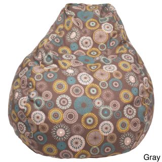 Gold Metal Products Starburst Pinwheel Pattern Large Teardrop Cotton Bean Bag Chair Grey Size Large