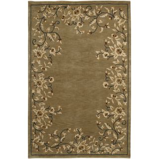 Surya Hand knotted Baha Tan Semi worsted New Zealand Wool Transitional Floral Rug (2 X 3)
