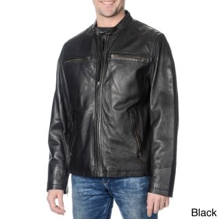 Whetblu Mens Lambskin Leather Zippered Moto Jacket