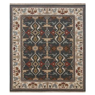 Hand knotted Blue Oriental Pattern Wool Rug (8 X 10)