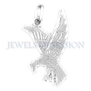 Rhodium Plated 925 Sterling Silver Eagle Pendant Jewels Obsession Jewelry