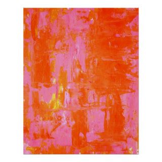 Orange and Pink Abstract Art Poster