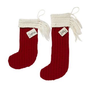 personalised knitted christmas stocking by andrea dunne original designs