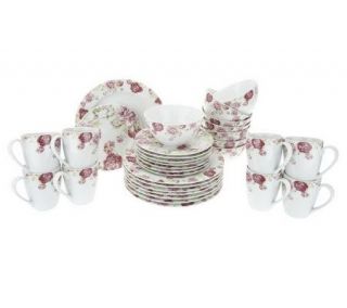 Gorham 32 Piece Floral Stoneware Service for 8 Dinnerware Set —
