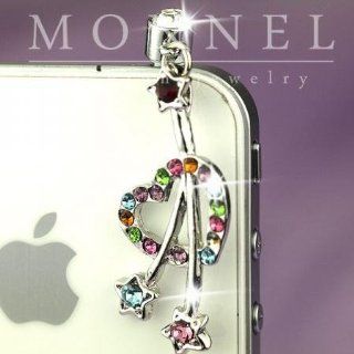 Ip571 Cute Crystal Heart Anti Dust Plug Cover Charm for Iphone 4 4s Galaxy Cell Phones & Accessories