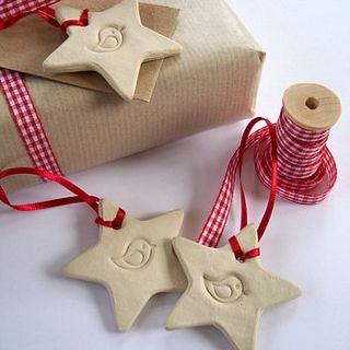 three christmas bird stars by little brick house ceramics