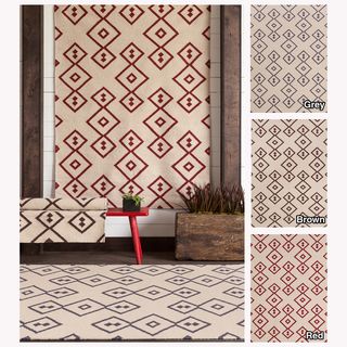 Mandara Handmade Geometric Pattern Flatweave Wool/ Cotton Rug (3 X 5)
