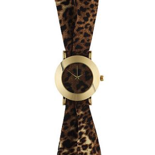 leopard fabric watch by wholesome bling