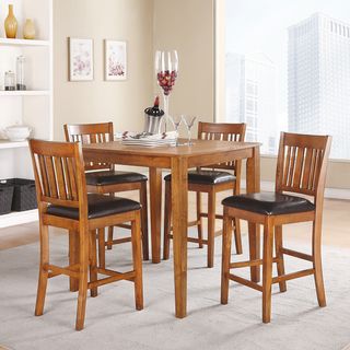 He Devlin Mission Oak 36 inch Square 5 piece Counter height Dining Set Brown Size 5 Piece Sets
