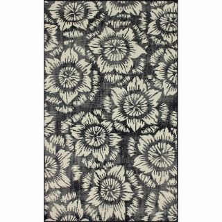 Nuloom Hand knotted Bold Floral Navy Wool / Viscose Rug (5 X 8)