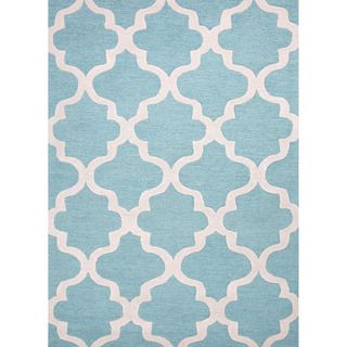 Hand tufted Contemporary Geometric Pattern Blue Rug (8 X 11)