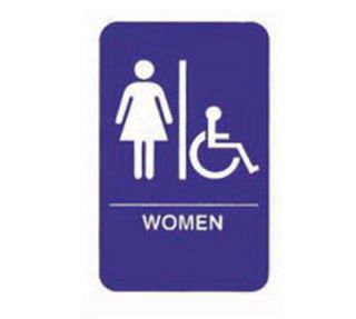 Tablecraft 6 x 9 in Sign, Women / Accessible, Handicapped Symbol, Blue and White