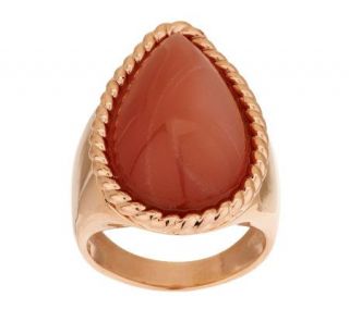 Bronzo Italia Peach Moonstone Pear Shaped Cabochon Ring —