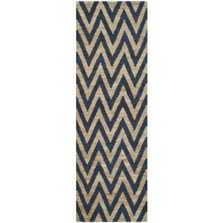 Safavieh Hand knotted Organic Blue/ Natural Wool Rug (26 X 8)
