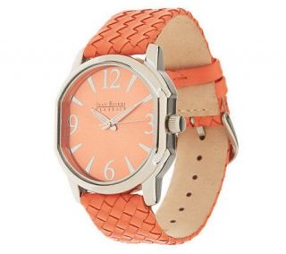 Joan Rivers Woven in Color Leather Strap Watch —