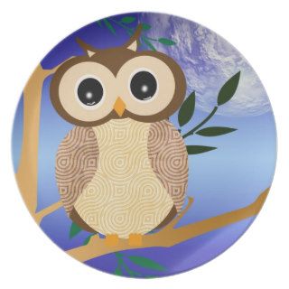 Cute cartoon midnight owl party plate