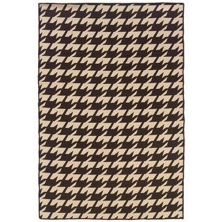 Foundation Brown/ Beige Houndstooth Reversible Wool Rug (5 X 8)