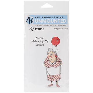 Art Impressions People Cling Rubber Stamp 7x4 29 Again