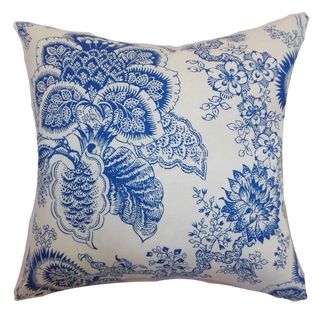 Pillow Collection Inc Paionia Blue Floral Feather And Down Filled 18 inch Throw Pillow Blue Size 18 x 18