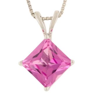 online only 6 0mm princess cut lab created pink sapphire pendant in
