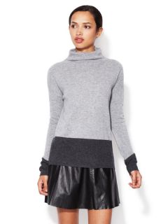 Cashmere Colorblocked Mock Turtleneck Sweater by In Cashmere