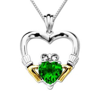 online only 7 0mm heart shaped lab created emerald and diamond accent
