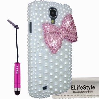 Elifestyle New 3D Bling Bowknot Bow Decorate full Pearls Rhinestone Case Cover Hard White for Samsung Galaxy S4 S IV i9500 (Colour Black, Red,Hot Pink ,Pink, Purple, Turquoise) (Pink) Cell Phones & Accessories