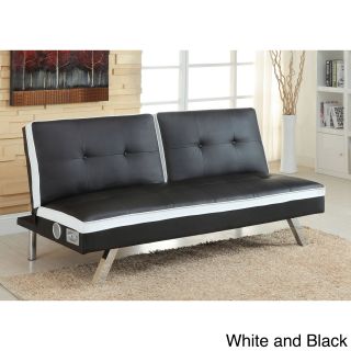 Furniture Of America Ascari Split Back Leatherette Futon Sofa With Bluetooth Speakers