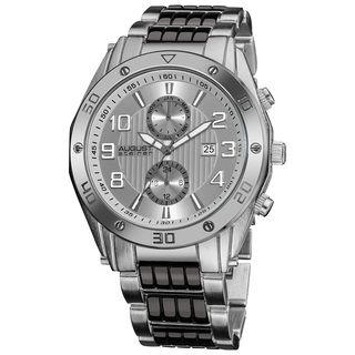 August Steiner Men's Embossed Dial Day/Month Water Resistant Bracelet Watch August Steiner Men's August Steiner Watches