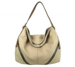 As Is orYANY Leather Jacqueline Hobo with Front Zipper Pockets —