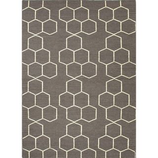 Handmade Reversible Flat weave Geometric pattern Gray/ Black Rug (36 X 56)