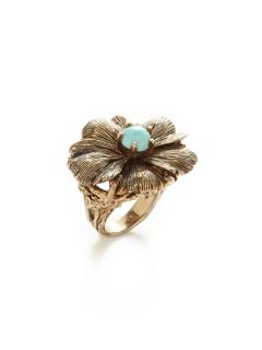 Turquoise & Bronze Flower Ring by Stephen Dweck