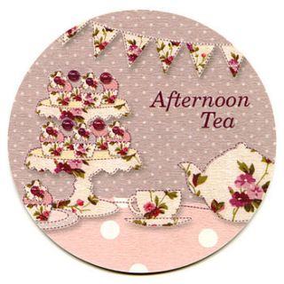 vintage afternoon tea coaster invitations by aliroo