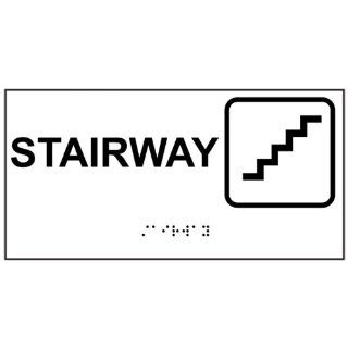 ADA Stairway With Symbol Braille Sign RSME 575 SYM BLKonWHT Wayfinding  Business And Store Signs 