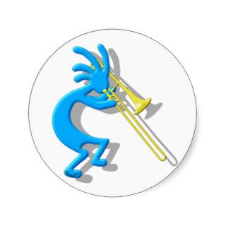 Kokopelli Trombone Round Stickers