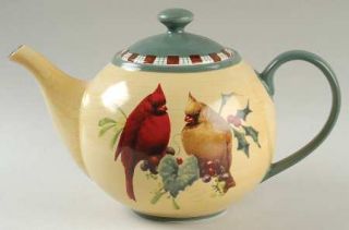 Lenox China Winter Greetings Teapot & Lid, Fine China Dinnerware   Everyday, Red