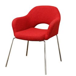 Mid century Modern Red Twill Executive Arm Chair