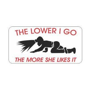 3   The lower I go the more she likes it funny coal miner coal mining hard hat helmet 2" x 1" vinyl decals bumper stickers Automotive
