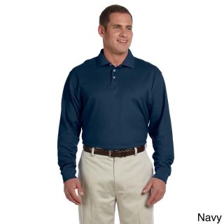 Devon and Jones Mens Pima Pique Long sleeve Polo Shirt Navy Size XXL