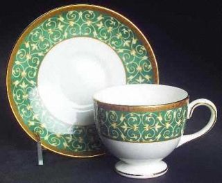 Wedgwood Everleigh Leigh Shape Footed Cup & Saucer Set, Fine China Dinnerware  
