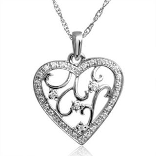 CT. T.W. Diamond Filigree Heart Pendant in Sterling Silver   View