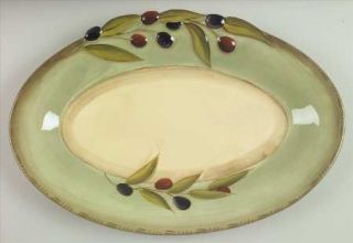 Clay Art Oliva Italiana 18 Oval Serving Platter, Fine China Dinnerware   Emboss