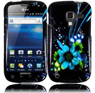 For Samsung Exhilarate i577 Hard Design Cover Case Blue Flower Cell Phones & Accessories