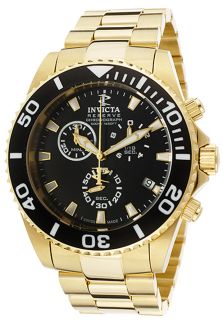 Invicta 12108  Watches,Mens Pro Diver/Reserve Chronograph Black Dial 18k Gold Plated Stainless Steel, Chronograph Invicta Quartz Watches
